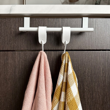Handdoekstang over keukenkastdeur - Wit | incl. 2x S-haak hangers